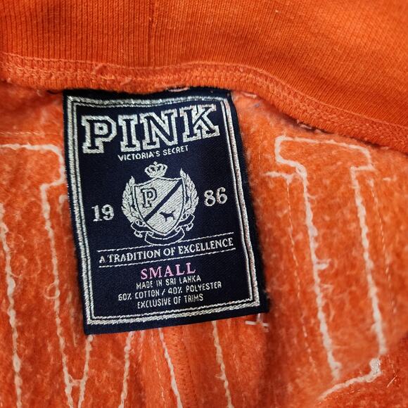 PINK true Y2K orange joggers with spell out on butt woman's size small - Picture 4 of 8